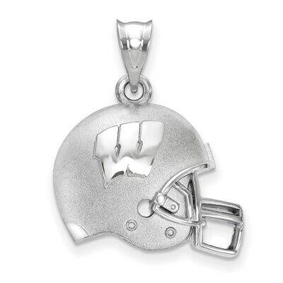 University of Wisconsin W 3D Football helmet with Logo Pendant Sterling Silver SS505UWI, MPN: SS505…