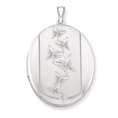 Butterflies 34mm Oval Locket Sterling Silver QLS523, MPN: QLS523, 883957565361
