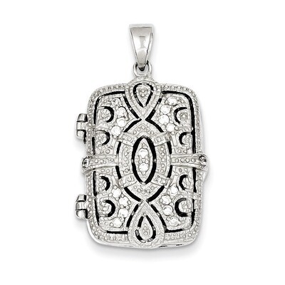 Oval Design Square Locket Pendant Sterling Silver Diamond QP2050, MPN: QP2050, 883957145303
