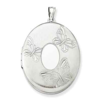 3 Butterflies 34mm Oval Locket Sterling Silver QLS522, MPN: QLS522, 883957537313