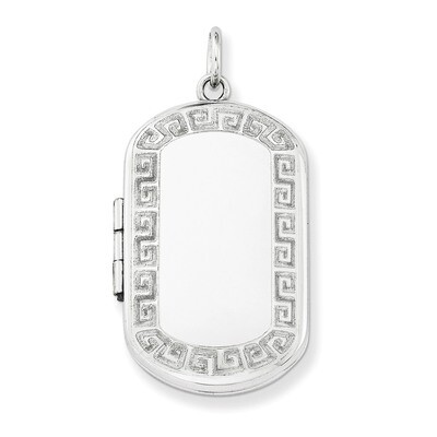 Greek Key Border Rectangular Locket Sterling Silver QLS575, MPN: QLS575, 883957145228