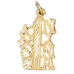 Dazzlers Jewelry Number One Nana Pendant Necklace Charm Bracelet in Yellow, White or Rose Gold 1049…