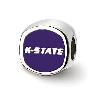 Kansas State University Wildcat Head Cushion Shaped Double Logo Bead Sterling Silver SS501KSU, MPN:…