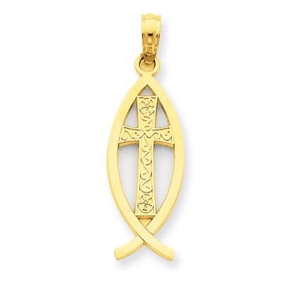Ichthus Fish Pendant 14k Gold D3741, MPN: D3741, 637218049509