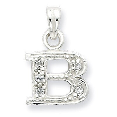 Initial B Pendant Sterling Silver Diamond QC6717B, MPN: QC6717B, 883957532592