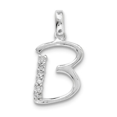 Initial B Pendant Sterling Silver Diamond QC6525B, MPN: QC6525B, 883957916415