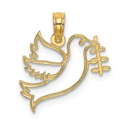 Dove Holding Olvie Branch Charm 14k Gold Cut-out K8414, MPN: K8414, 637218017317