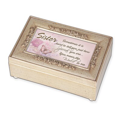 Woodgrain Champ. Silver Petite Rose Sister Music Box GM11616, MPN: GM11616, 633303844967