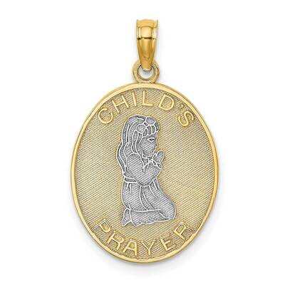 3-D Child&#39;S Night Time Prayer with Girl Charm 14k Gold Rhodium K9291, MPN: K9291, 637218093687