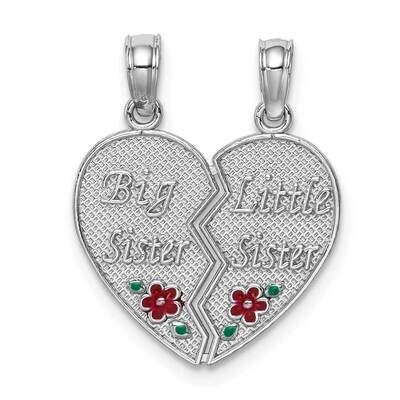 Enamel Rose Serenity Prayer Oval Disc Charm 14k White Gold K6640W, MPN: K6640W, 637218166848