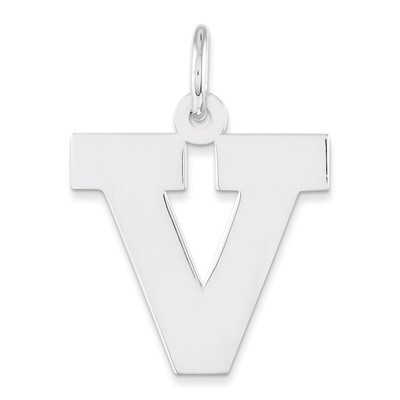 Block Initial V Charm Sterling Silver QC5095V, MPN: QC5095V, 191101182549