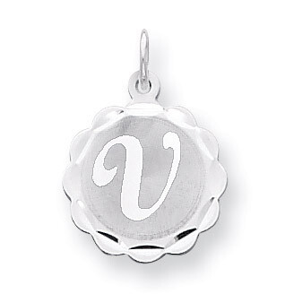 Brocaded Initial V Charm Sterling Silver QC4161V, MPN: QC4161V, 883957128672