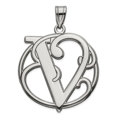 Script Initial V Charm Sterling Silver Fancy  QC8999V, MPN: QC8999V, 191101459597