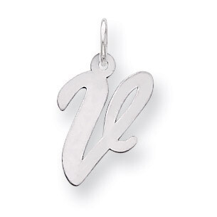 Medium Script Initial V Charm Sterling Silver QC5082V, MPN: QC5082V, 883957488431