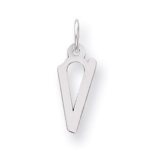 Medium Slanted Block Initial V Charm Sterling Silver QC5083V, MPN: QC5083V, 191101533419