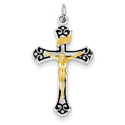 Vermeil Crucifix Pendant Sterling Silver QC3416, MPN: QC3416, 883957560779