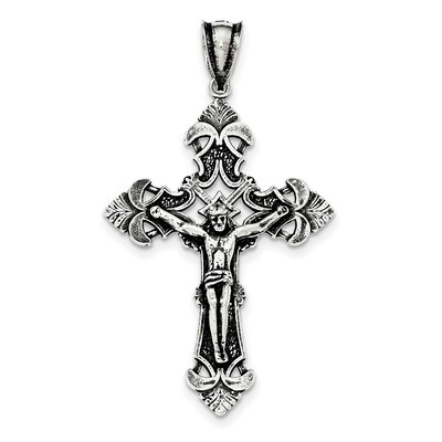 INRI Crucifix Pendant Sterling Silver Antiqued QC8336, MPN: QC8336, 191101359583