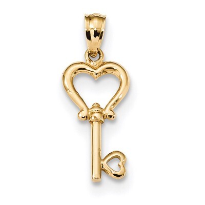 Heart Key Pendant 14k Gold Polished K5839, MPN: K5839, 191101677304
