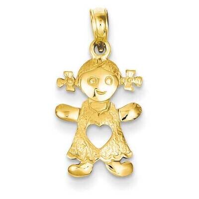 Playful Girl with Cut Out Heart Pendant 14k Gold C4016, MPN: C4016, 637218031085