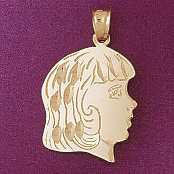 Dazzlers Jewelry Girl Face Pendant Necklace Charm Bracelet in Yellow, White or Rose Gold 5879, MPN:…