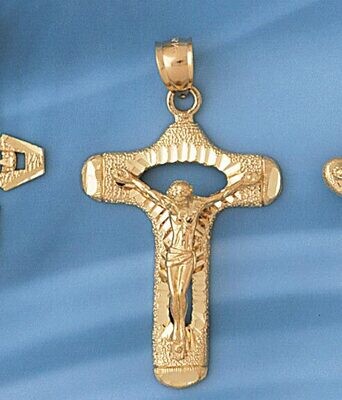 Dazzlers Jewelry Jesus Christ on Cross Pendant Necklace Charm Bracelet in Yellow, White or Rose Gol…