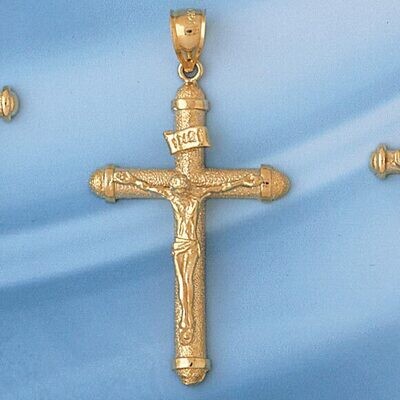 Dazzlers Jewelry Jesus Christ on Cross Pendant Necklace Charm Bracelet in Yellow, White or Rose Gol…