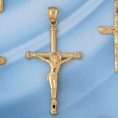 Dazzlers Jewelry Jesus Christ on Cross Pendant Necklace Charm Bracelet in Yellow, White or Rose Gol…