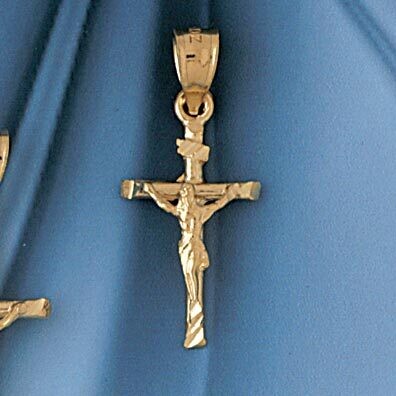 Dazzlers Jewelry Jesus Christ on Cross Pendant Necklace Charm Bracelet in Yellow, White or Rose Gol…
