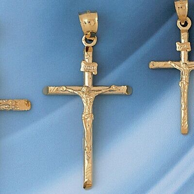 Dazzlers Jewelry Jesus Christ on Cross Pendant Necklace Charm Bracelet in Yellow, White or Rose Gol…