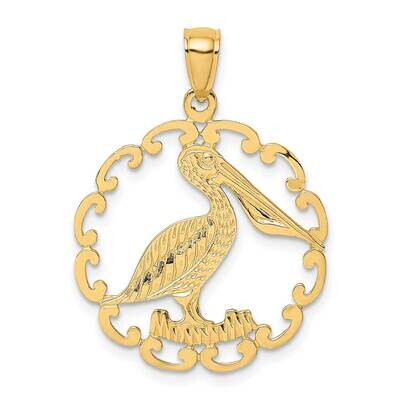 Pelican In Circle Charm 14k Gold K7774, MPN: K7774, 637218033188