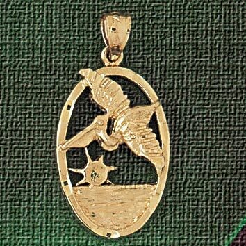 Dazzlers Jewelry Pelican Pendant Necklace Charm Bracelet in Yellow, White or Rose Gold 2987, MPN: D…