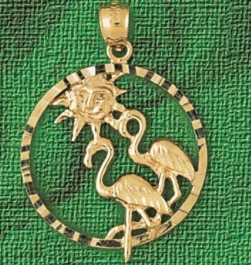 Dazzlers Jewelry Standing Pelican Pendant Necklace Charm Bracelet in Yellow, White or Rose Gold 301…