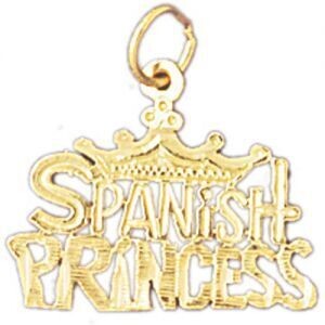 Dazzlers Jewelry Spanish Princess Pendant Necklace Charm Bracelet in Yellow, White or Rose Gold 104…