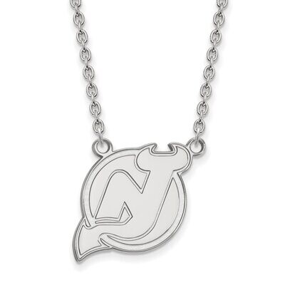New Jersey Devils Large Pendant with Chain Necklace 10k White Gold 1W014DVL-18, MPN: 1W014DVL-18, 8…