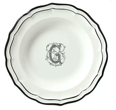 Gien Filet Midnight Monogram Dessert Plate O 2029ADEO22, MPN: 2029ADEO22, 840769002101