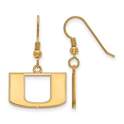 University of Miami Small Dangle Earring Wire Gold-plated Silver GP007UMF, MPN: GP007UMF, 886774906…