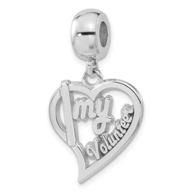 Polished I Heart My Volunteer Dangle Bead Sterling Silver PBS018BDSS, MPN: PBS018BDSS, 810680028344