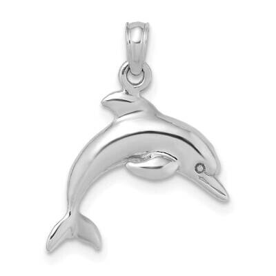 Dolphin Jumping Charm 14k White Gold 3-D K8255W, MPN: K8255W, 637218159499