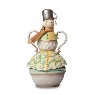 Rivers End Jim Shore Teacup Snowman Figurine GM16492