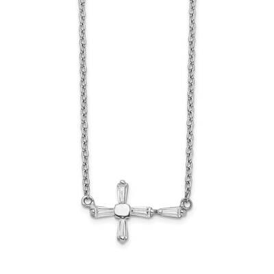 Cz Cross Necklace Sterling Silver QG5254-18, MPN: QG5254-18, 883957948645