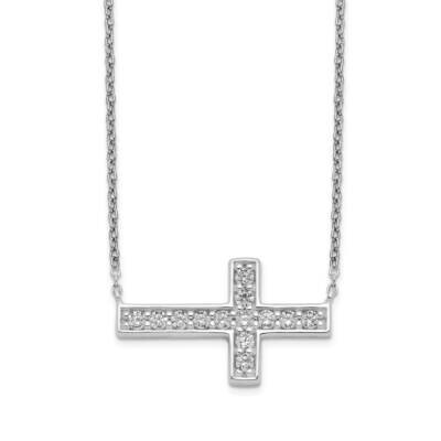 Cz Cross Necklace Sterling Silver QG5253-16, MPN: QG5253-16, 886774089836