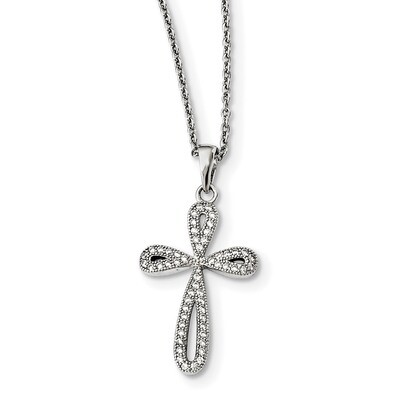 Cross Necklace Sterling Silver CZ QMP1368-18, MPN: QMP1368-18, 191101074936