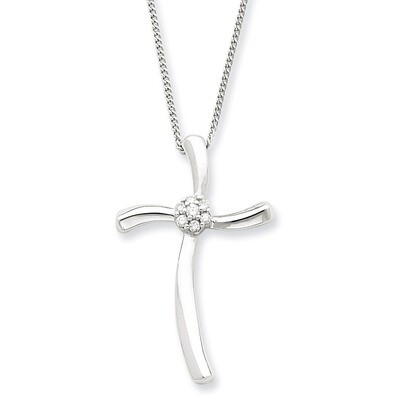 16 Inch Cross Necklace Sterling Silver Diamond QDX160-16, MPN: QDX160-16, 813455011329