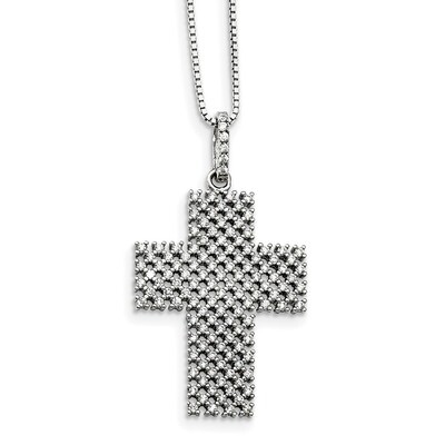 Cross Necklace Sterling Silver CZ QMP1413-18, MPN: QMP1413-18, 191101072246