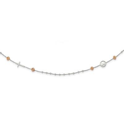 Roses with Cross with 1in .ext Necklace Sterling Silver Rose-tone QG5248-18, MPN: QG5248-18, 196904…
