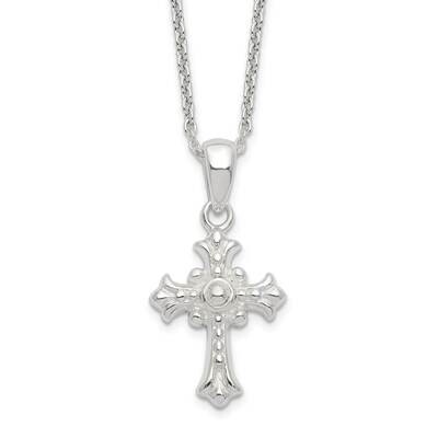 Cross Necklace 18 Inch Sterling Silver Polished QG6068-18, MPN: QG6068-18, 191101768514
