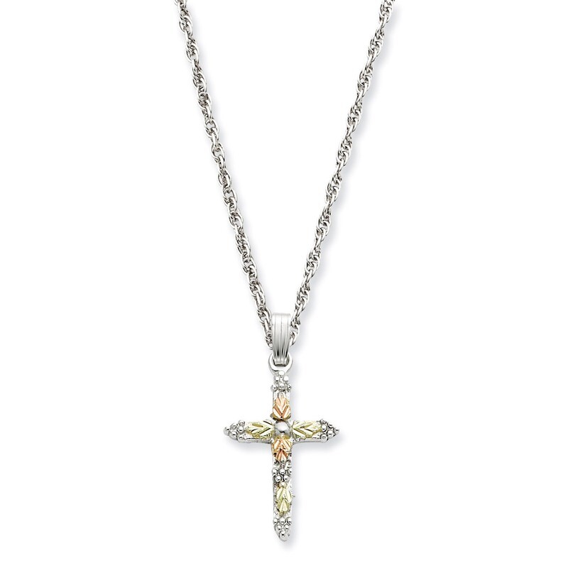 Cross Necklace Sterling Silver & 12k Gold QBH158-18