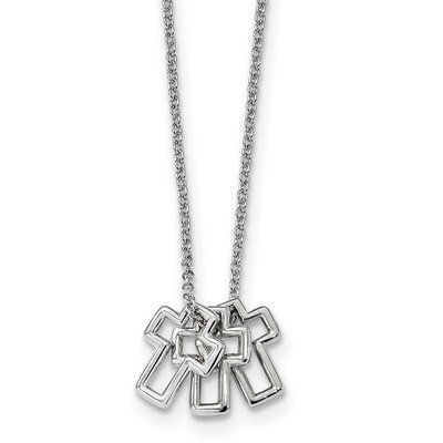 Cross Necklace 18 Inch Sterling Silver Rhodium-plated QG4409-18, MPN: QG4409-18, 191101003387