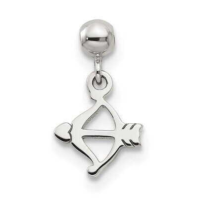 Bow and Heart Arrow Charm Sterling Silver Dangle QMM141, MPN: QMM141,