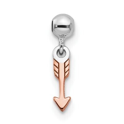 Dangle Arrow Charm Sterling Silver Rhodium &amp; Rose Tone QMM137, MPN: QMM137,